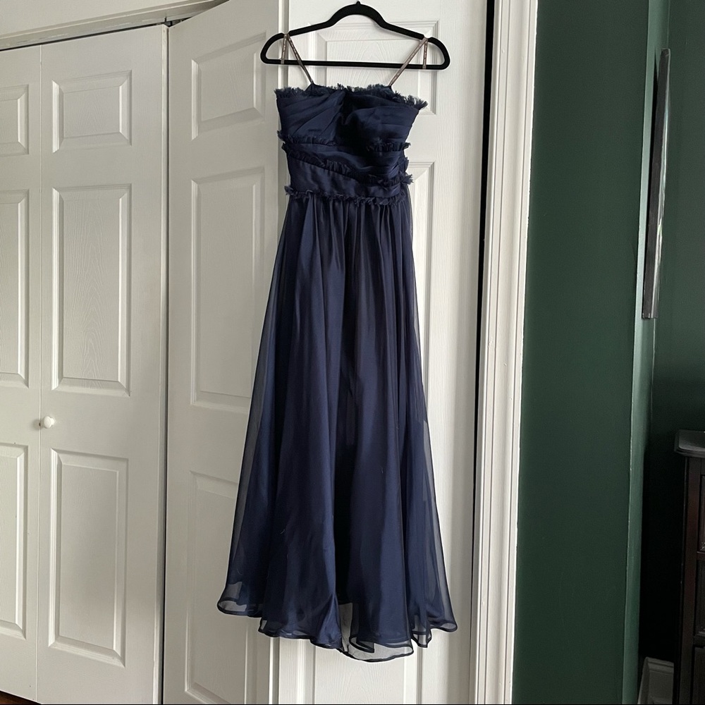 Navy Blue, Monique Lhuillier floor-length dress, size 2, length altered - Picture 3 of 6